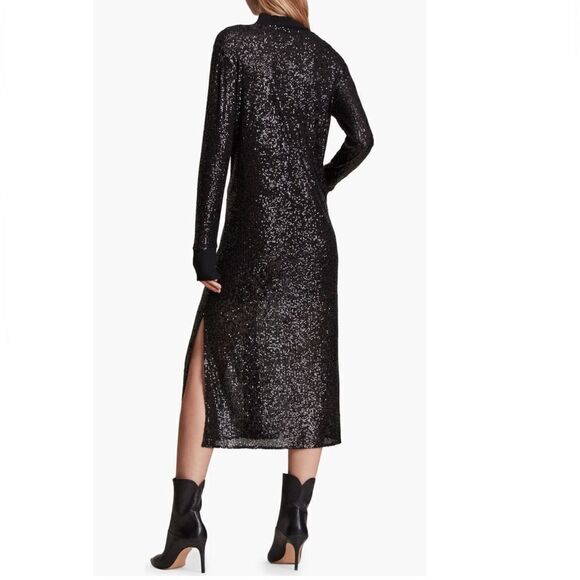 All Saints Sequin Juela‎ Midi Dress, Black, Cocktail Holiday Party, XS (0) NWT - Picture 3 of 9